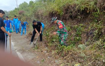 Koramil 03/Kundur Turut Serta Bersama Unsur Forum Koordinasi Pimpinan Kecamatan Tanjungbatu dan Masyarakat di Tanjungbatu Barat melaksanakan Korve Bersama